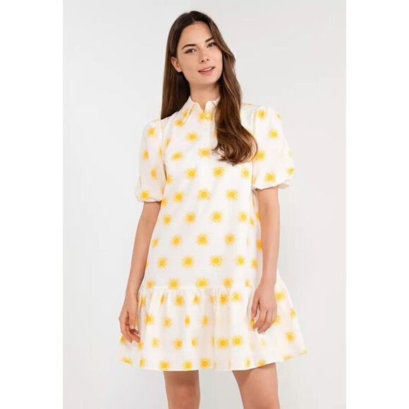 NWOT KATE SPADE SUNS LAKE YELLOW FLORAL 2 WAY BELTED DROP WAIST DRESS MEDIUM - Picture 6 of 11